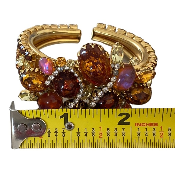 VTG SCHRAGER FIFTH AVENUE rare iconic cuff bangle dragons breath rhinestones - Picture 7 of 15